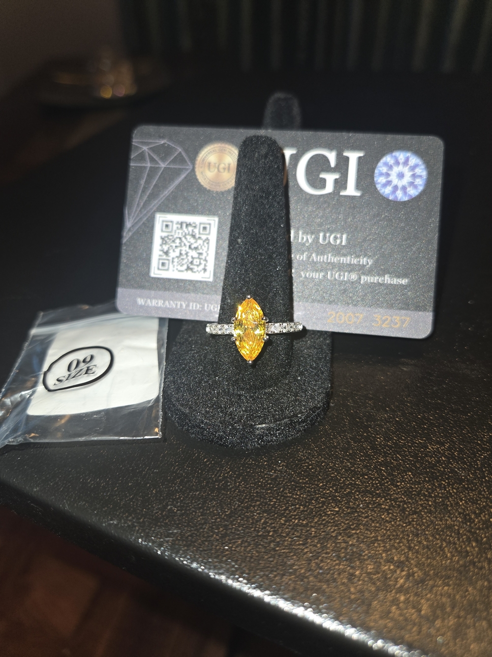 Elegant 3ct. Marquise Citrine Ring with S925 STERLING Silver Pavé Band